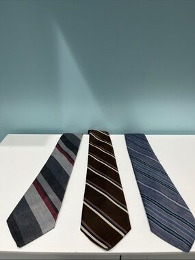 Classic Men's Striped Ties - Grey, Brown, Blue